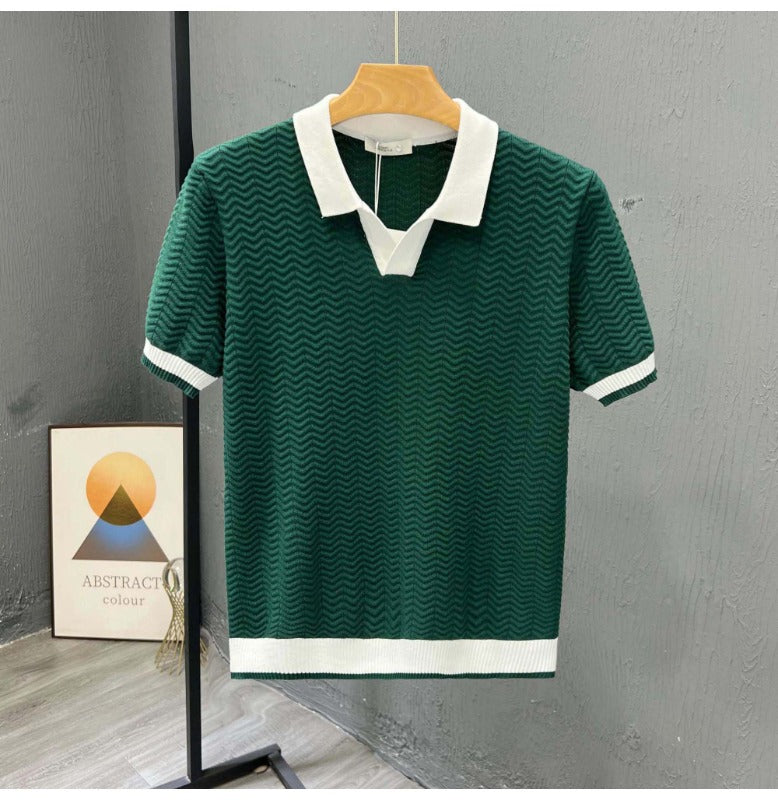Mens Casual Knitted Polo Shirt