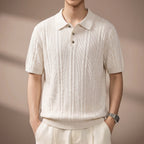 Retro Short Sleeve Knit Polo Shirt