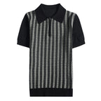 Men Slim Fit Jacquard Half Zip Polo Shirt
