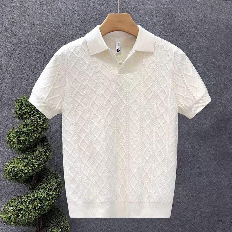 Mens Casual Knitted Polo Shirt