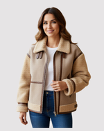 Manteau d'extérieur tendance et polyvalent à col cousu et manches longues
