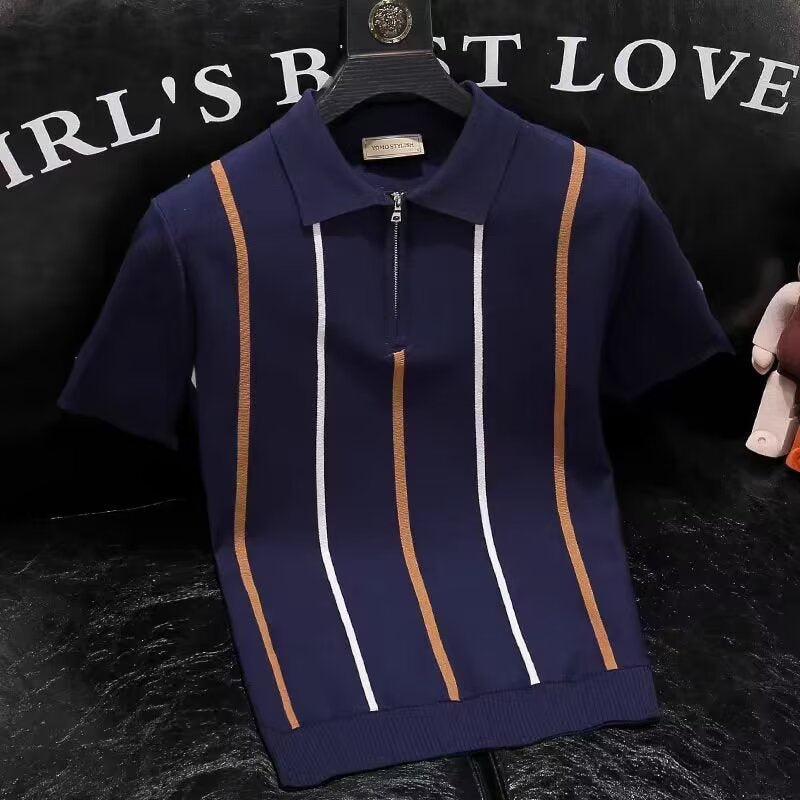 Mens Casual Knitted Polo Shirt