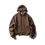 Spliced Hooded Cardigan Sweatshirt Unisex