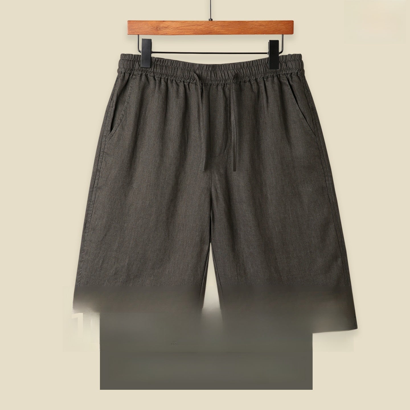 Mens Pure Linen Shorts Drawstring Casual Summer Shorts Breathable Lightweight