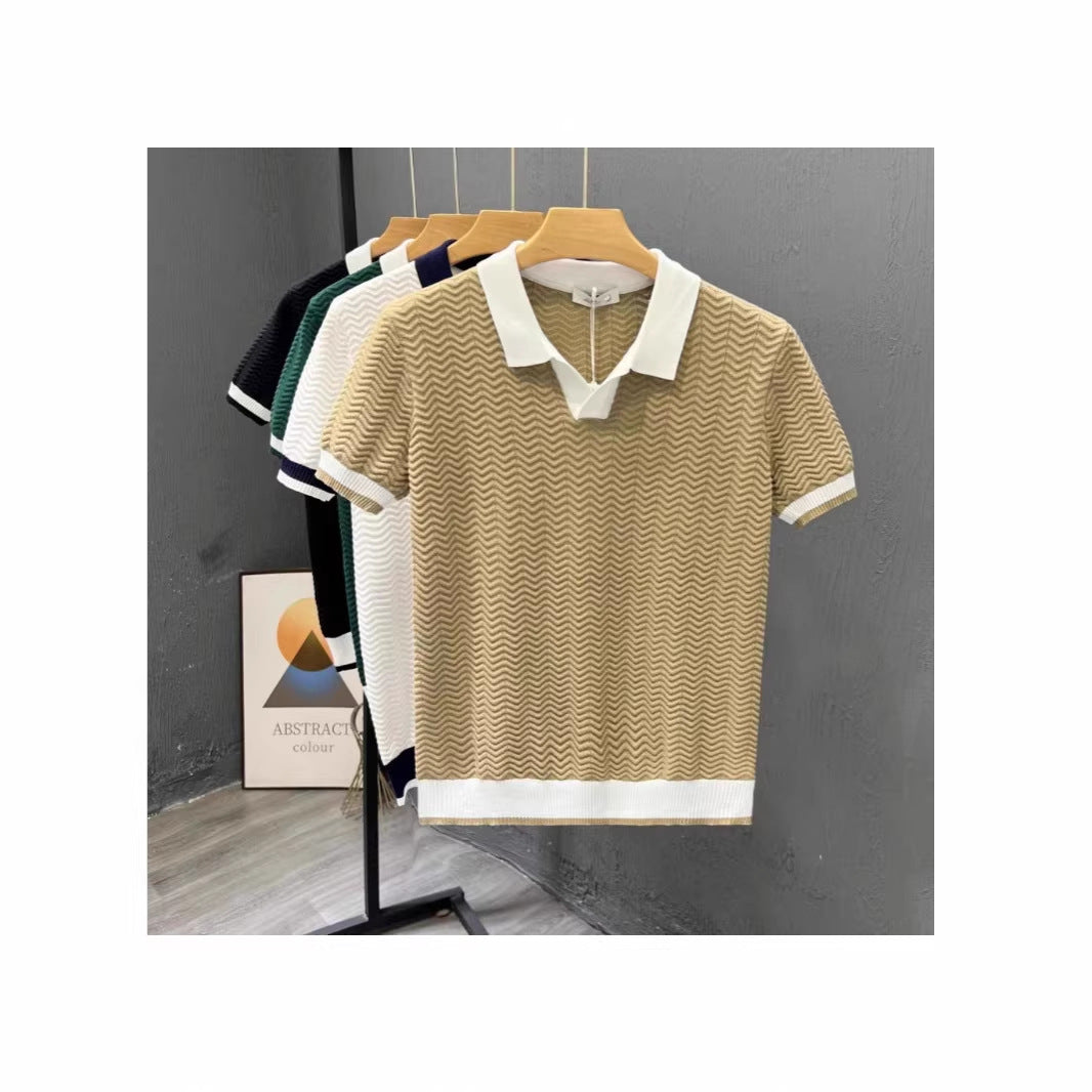 Mens Casual Knitted Polo Shirt