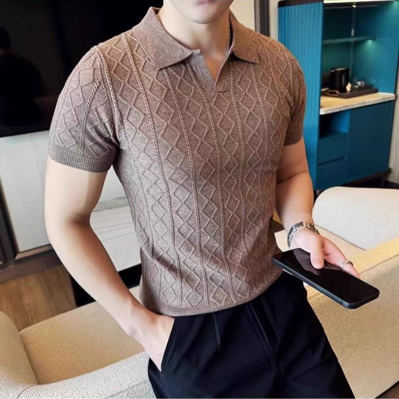 Mens Casual Knitted Polo Shirt