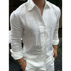 Linen shirt men's summer long-sleeved loose casual jacket