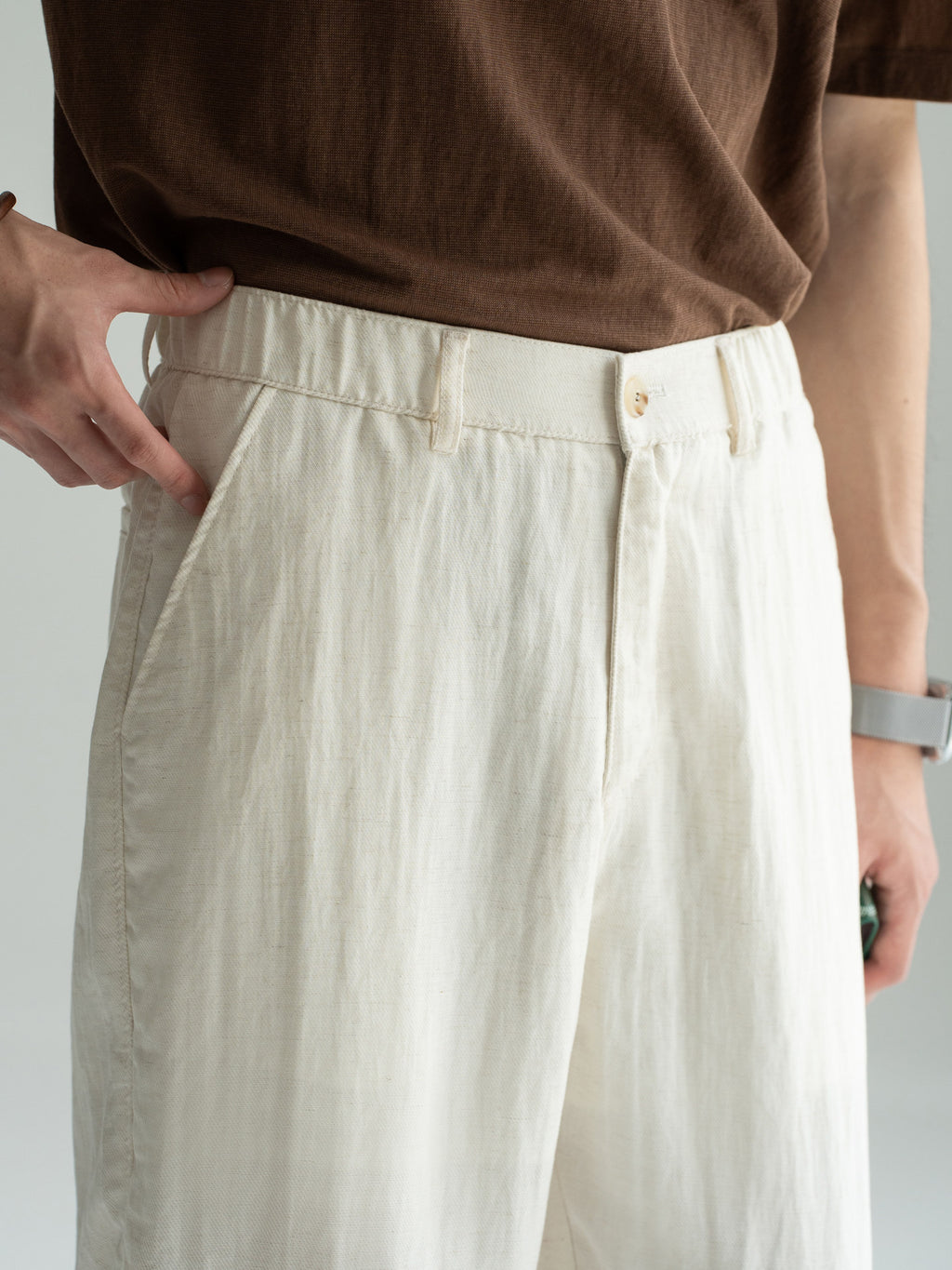 Linen Straight-Leg Casual Trousers