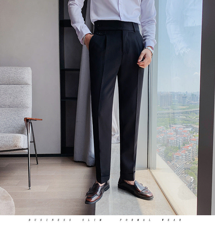 Mens Straight Fit Cropped Trousers