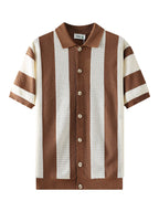 Mens Striped Knit Polo Shirt