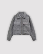 Veste en laine à col et poches zippée pour femme