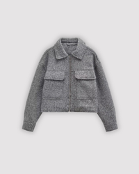 Veste en laine à col et poches zippée pour femme