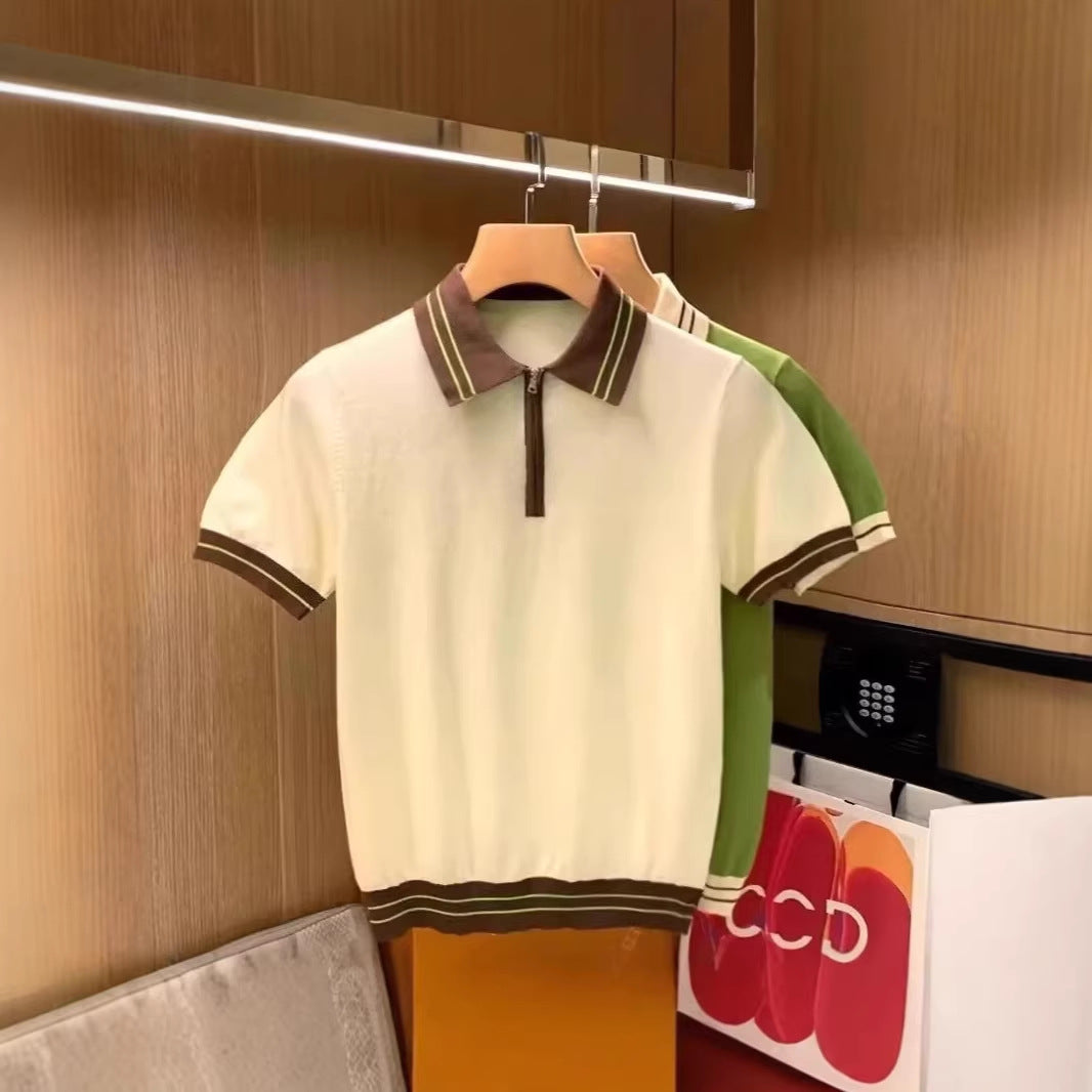 Mens Casual Knitted Polo Shirt