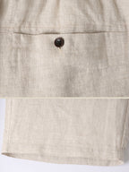 Mens Pure Linen Shorts Drawstring Casual Summer Shorts Breathable Lightweight