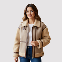 Manteau d'extérieur tendance et polyvalent à col cousu et manches longues