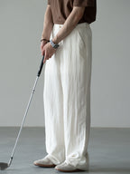 Linen Straight-Leg Casual Trousers