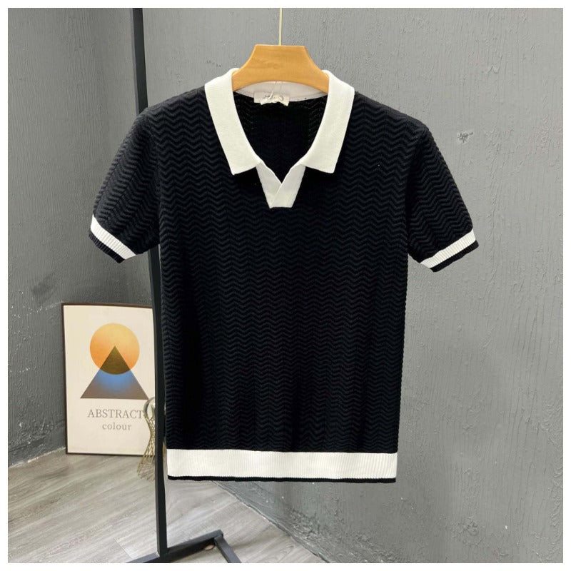 Mens Casual Knitted Polo Shirt