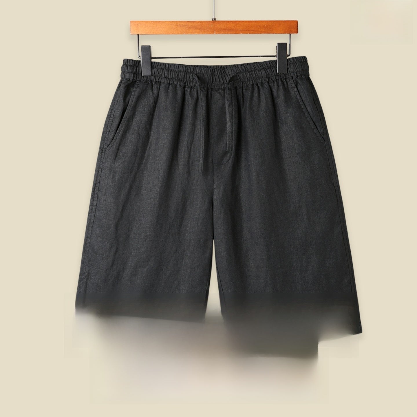 Mens Pure Linen Shorts Drawstring Casual Summer Shorts Breathable Lightweight