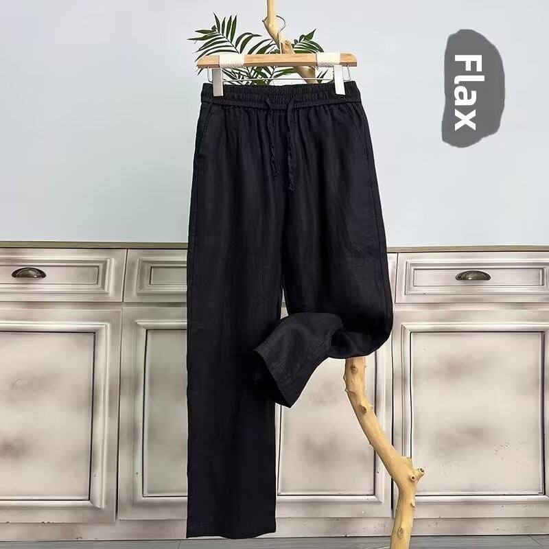 Men's Pure Linen Casual Straight Leg Pants