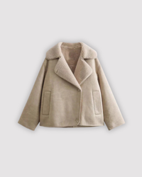 Veste boutonnée en fausse fourrure assortie pour femme