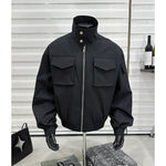 Flip collar short jacket with high street silhouette