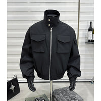 Flip collar short jacket with high street silhouette