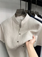 Mens Pure Linen Short Sleeve Shirt