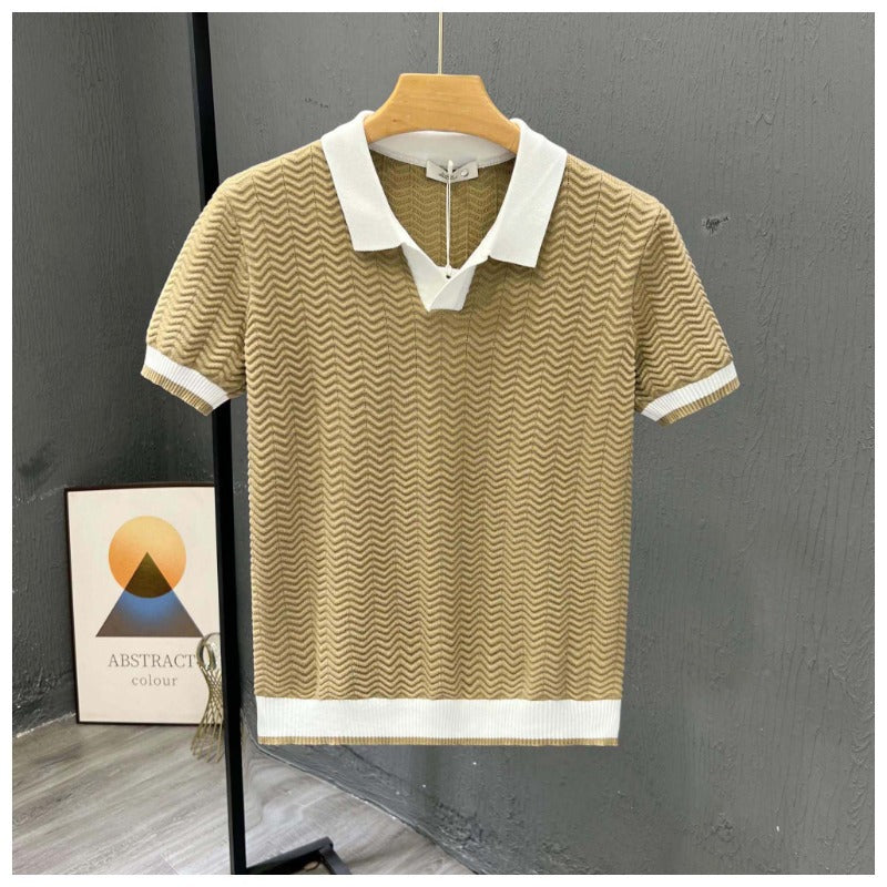 Mens Casual Knitted Polo Shirt