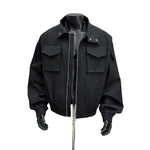 Flip collar short jacket with high street silhouette