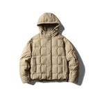 Retro Plaid Quilted Hooded Down Jacket  White Duck Down Coat