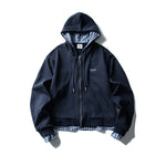 Spliced Hooded Cardigan Sweatshirt Unisex