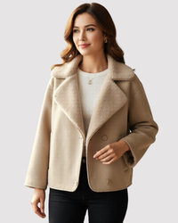 Veste boutonnée en fausse fourrure assortie pour femme