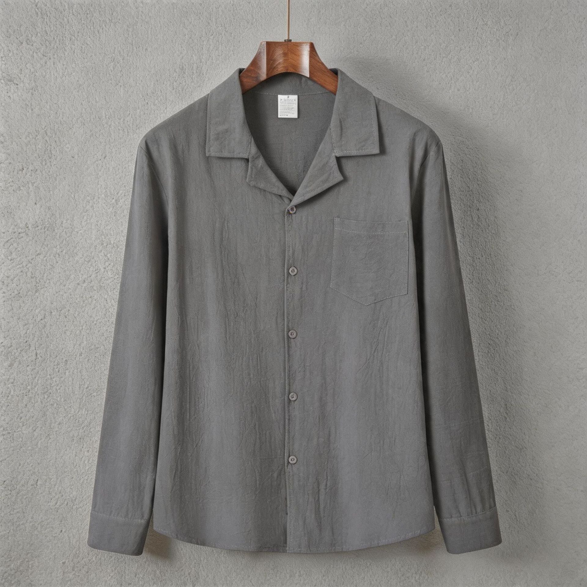Solid-color long-sleeve shirt