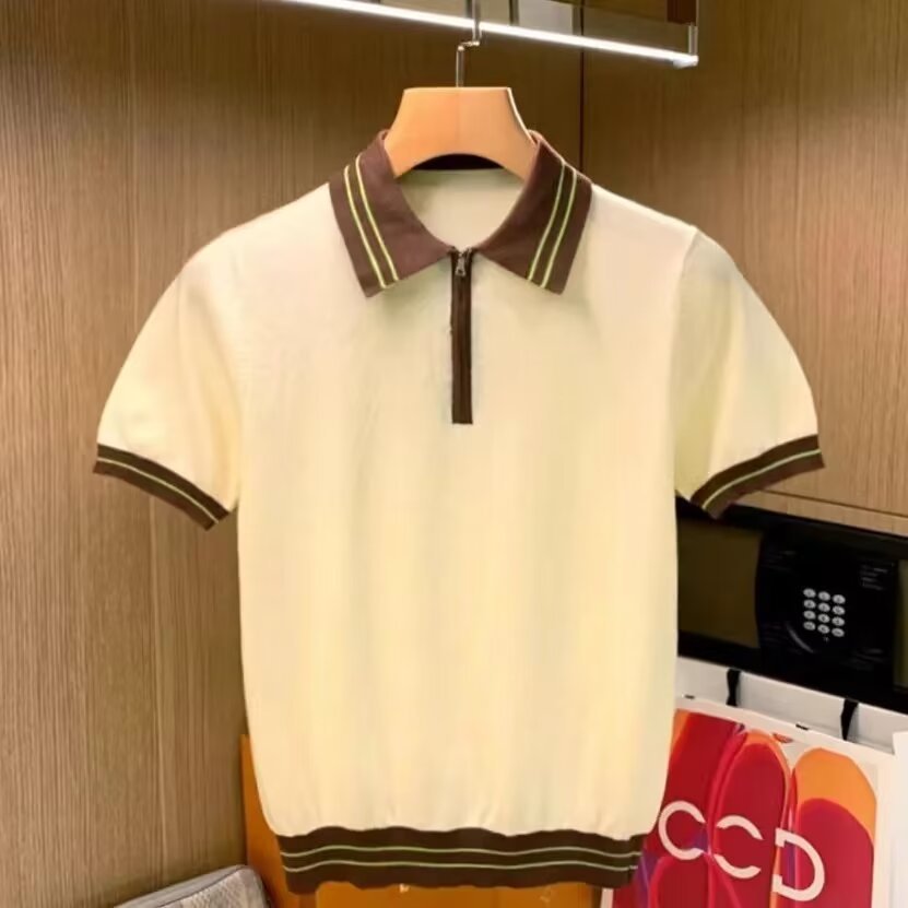 Mens Casual Knitted Polo Shirt