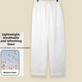 Men's 100% Linen Straight-Leg Casual Pants Breathable Loose Drawstring Trousers