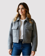 Veste élégante à manches longues boutonnée pour femme avec poches