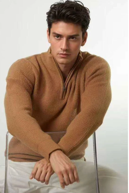 Men’s Half-Zip Knit Sweater – Minimal Style