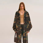 SMFK Cross Statue Oversized Zip-Up Hoodie CH005S1/DK/CF Embroidered Cotton Casual Open Front Hoodie