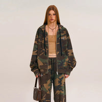 SMFK Cross Statue Oversized Zip-Up Hoodie CH005S1/DK/CF Embroidered Cotton Casual Open Front Hoodie