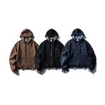 Spliced Hooded Cardigan Sweatshirt Unisex