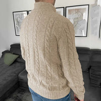 Nouveau Cardigan à Col de Revers pour Hommes, Manches Longues en Jacquard