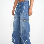 Pantalon cargo hip-hop ample à fermeture éclair droite pour hommes