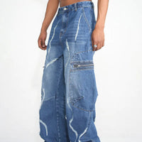 Pantalon cargo hip-hop ample à fermeture éclair droite pour hommes