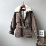 Veste d'Hiver à Col en Fourrure Épaisse pour Femme 2020