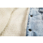 Veste en jean d'hiver pour homme en laine d'agneau délavée