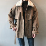 Veste d'Hiver à Col en Fourrure Épaisse pour Femme 2020