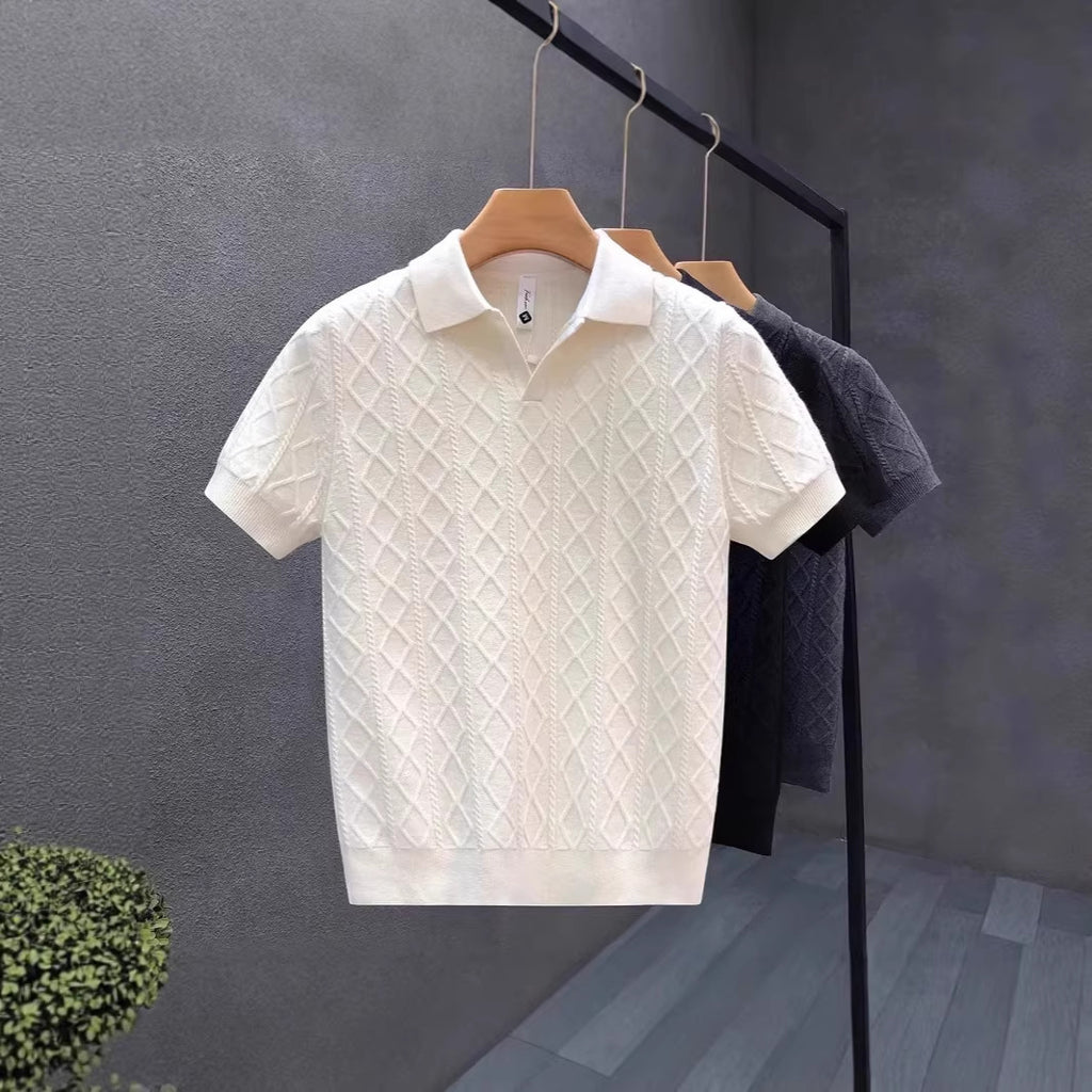 Mens Casual Knitted Polo Shirt