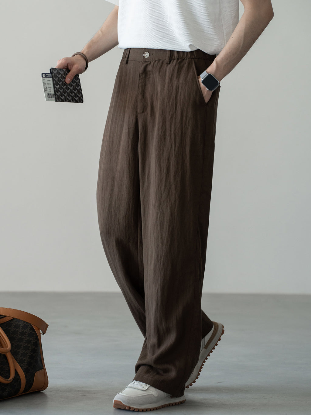 Linen Straight-Leg Casual Trousers