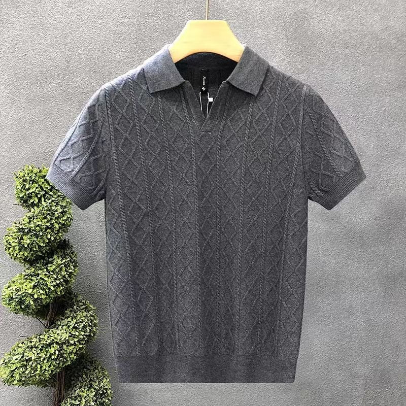 Mens Casual Knitted Polo Shirt