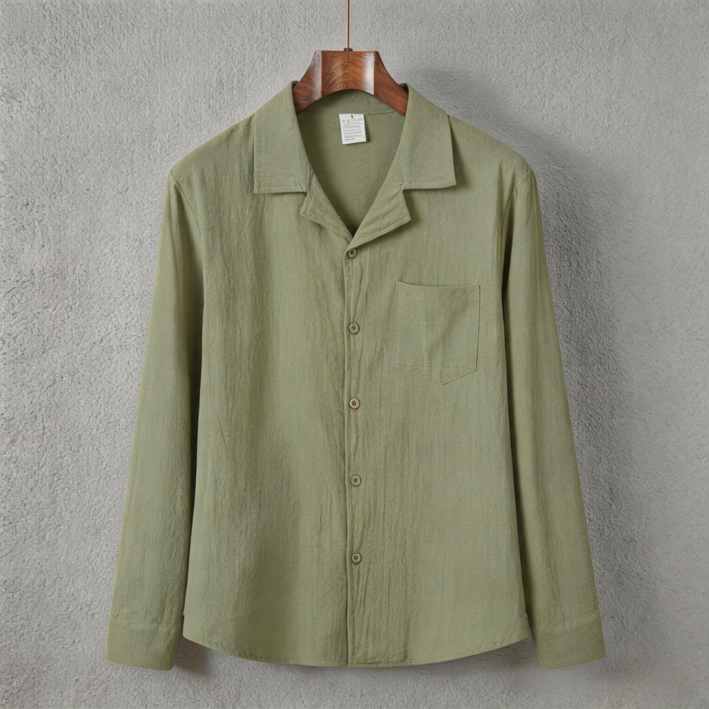 Solid-color long-sleeve shirt